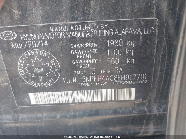 5NPEB4AC8EH917701 Hyundai gamma