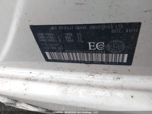 4S3GKAA61H3607388 Subaru na
