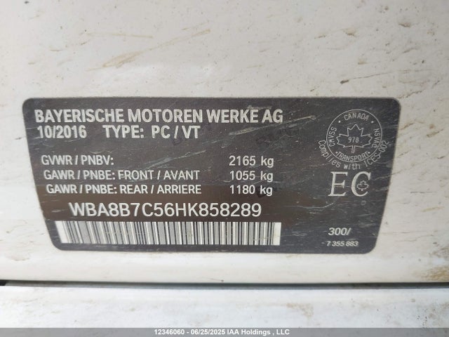 WBA8B7C56HK858289 BMW 2017