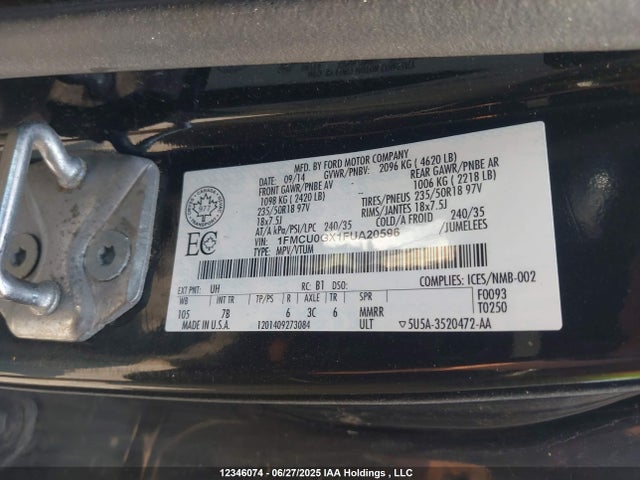 1FMCU0GX1FUA20596 Ford 2015