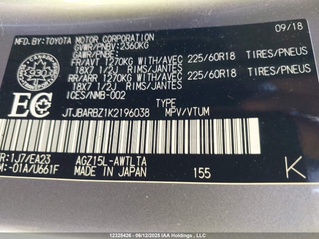 JTJBARBZ1K2196038 Lexus 8ar-fts