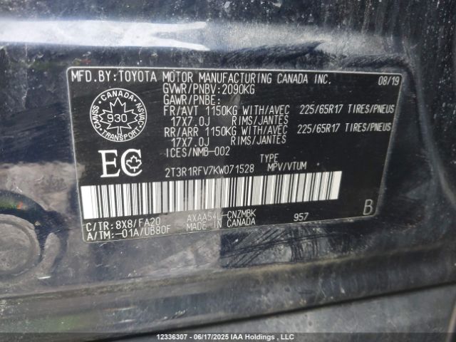 2T3R1RFV7KW071528 Toyota a25a-fks