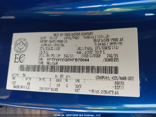 Ford gtdi 2017 1FTFW1EG5HFB70044 Image 9