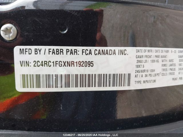 2C4RC1FGXNR192095 Chrysler Pacifica