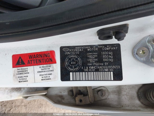 KMHCT4AE6GU958659 Hyundai dohc gdi gamma