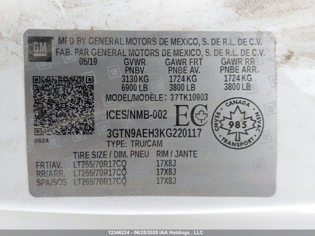 3GTN9AEH3KG220117 GMC lv3
