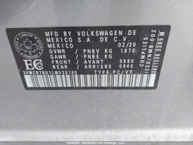 3VWCB7BU1LM038190 Volkswagen 1.4 tsi
