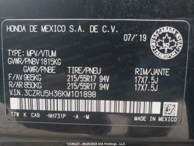 3CZRU5H36KM101898 Honda r18z9