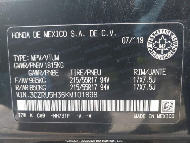 3CZRU5H36KM101898 Honda r18z9