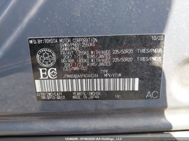 JTMABABA6PA044244 Subaru 1ym motor