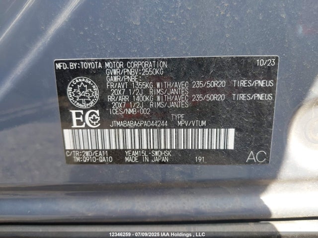 JTMABABA6PA044244 Subaru 1ym motor
