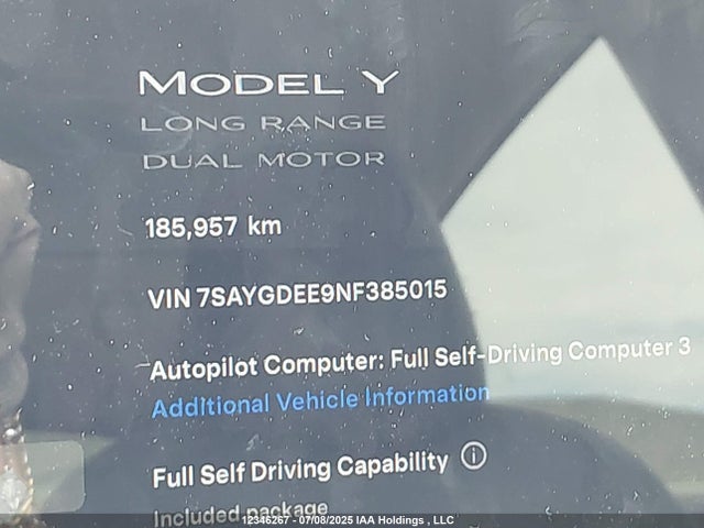 7SAYGDEE9NF385015 Tesla 2022