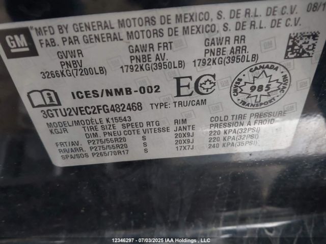 3GTU2VEC2FG482468 GMC l83 - vvt, active fuel management, aluminum