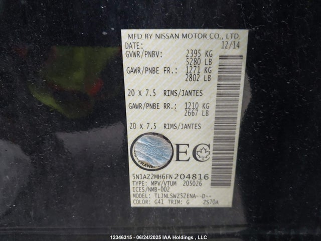 5N1AZ2MH6FN204816 Nissan Murano