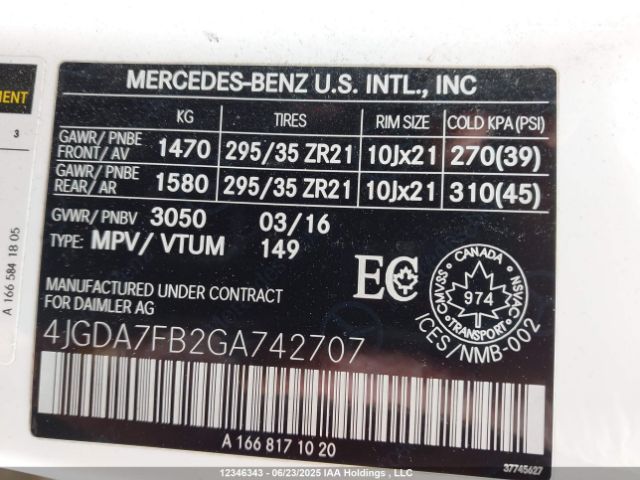 4JGDA7FB2GA742707 Mercedes-Benz m157