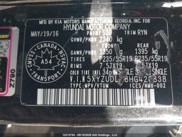 5XYZUDLA8HG426838 Hyundai t-gdi theta ii