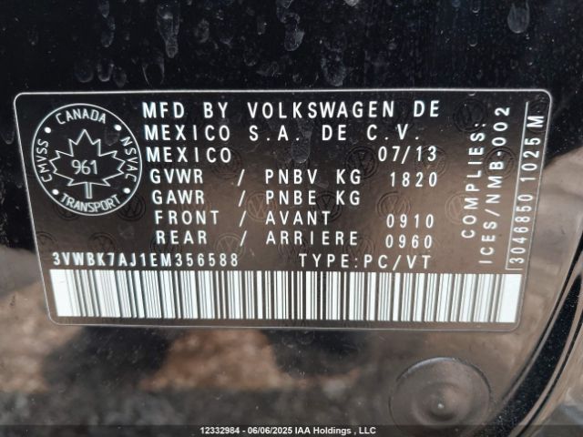 3VWBK7AJ1EM356588 Volkswagen Jetta
