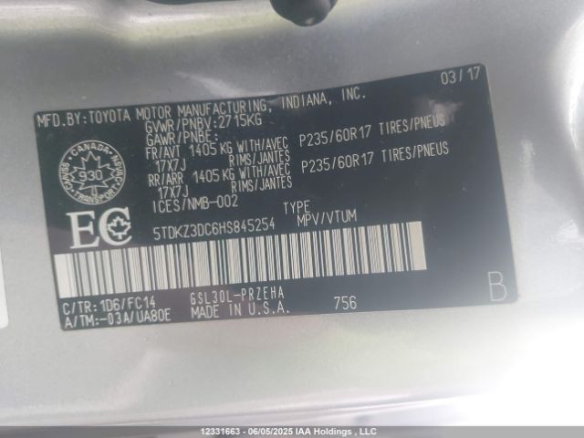 5TDKZ3DC6HS845254 Toyota 2gr-fks