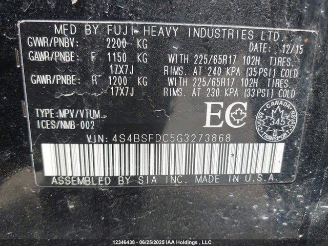 4S4BSFDC5G3273868 Subaru 3.6l c0