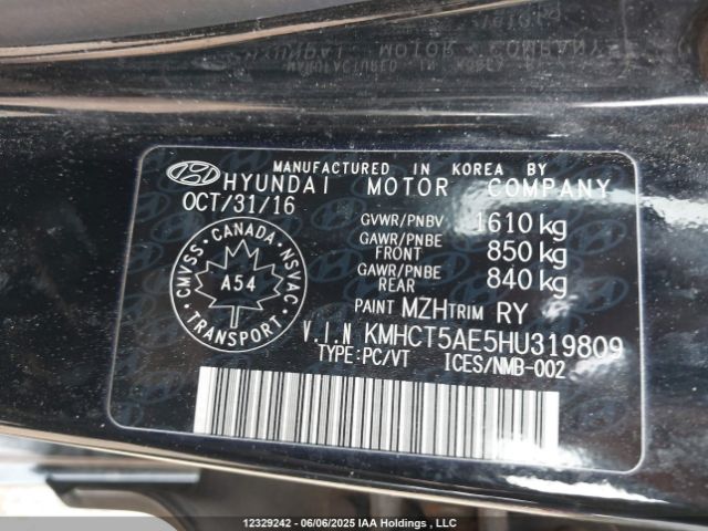 KMHCT5AE5HU319809 Hyundai 2017