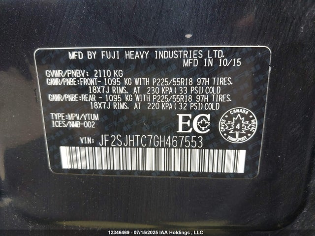 JF2SJHTC7GH467553 Subaru Turbo C0