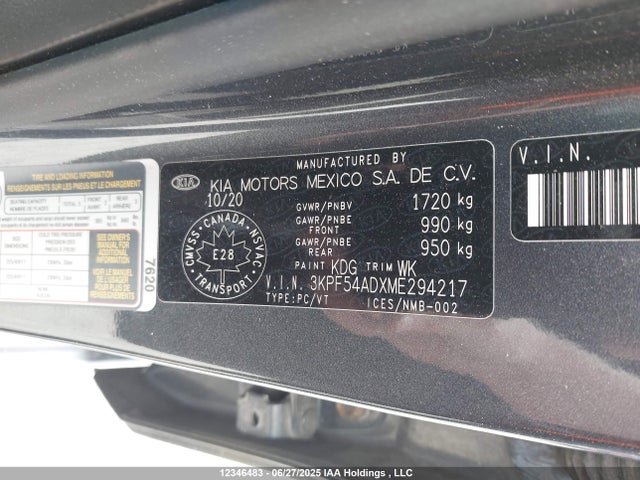 3KPF54ADXME294217 KIA mpi nu