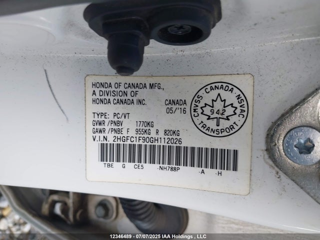 Honda l15b7 2016 2HGFC1F90GH112026 Image 9