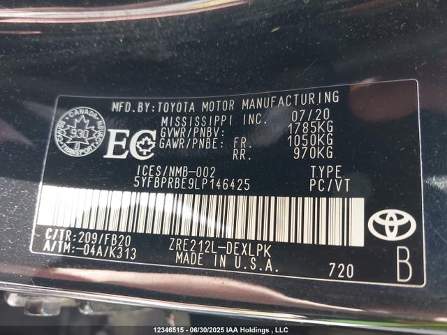 Toyota 2zr-fae 2020 5YFBPRBE9LP146425 Image 9