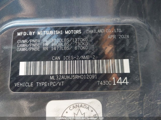 Mitsubishi mivec 2024 ML32AUHJ5RH012091 Image 9