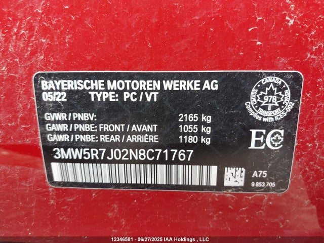 3MW5R7J02N8C71767 BMW 330I