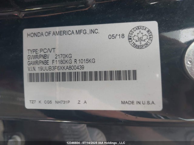 19UUB3F6XKA800439 Acura j35y6