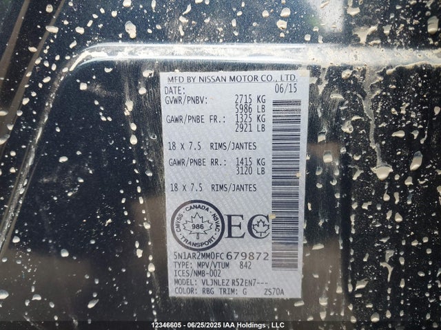 Nissan Pathfinder 2015 5N1AR2MM0FC679872 Image 9