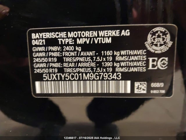 5UXTY5C01M9G79343 BMW X3