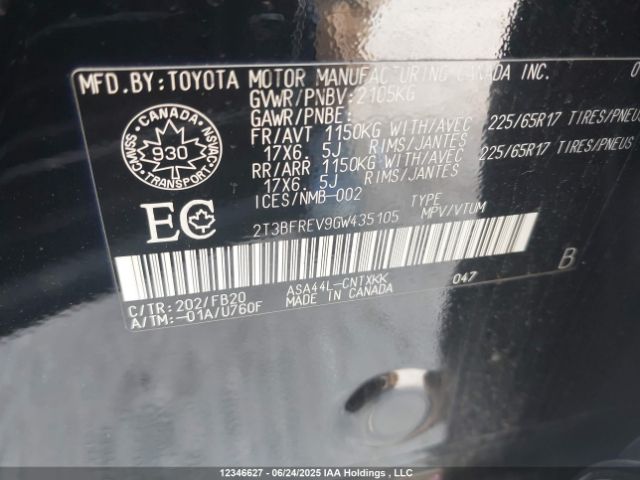 2T3BFREV9GW435105 Toyota 2ar-fe