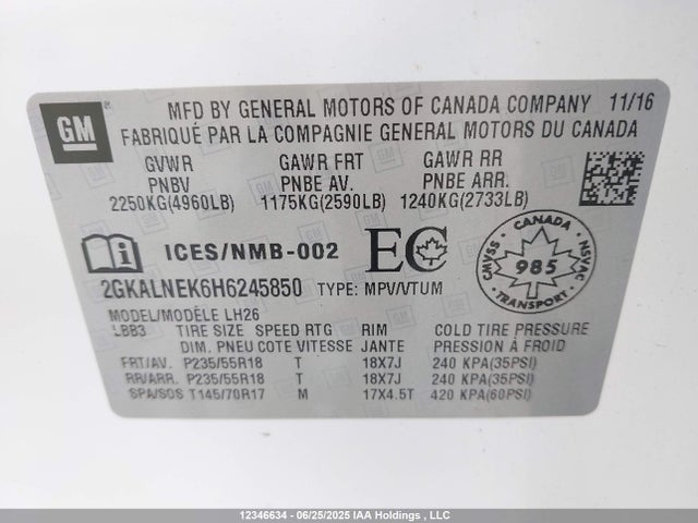 2GKALNEK6H6245850 GMC lea - sidi: spark ignited direct injection, e85 max, alum