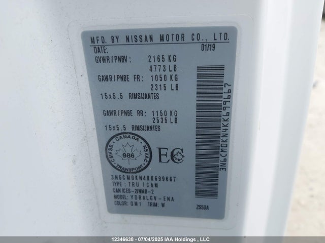 3N6CM0KN4KK699667 Nissan NV200