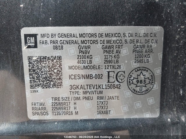 3GKALTEV1KL150842 GMC lyx - direct injection, vvt, fgt, turbo, alum, gen 1