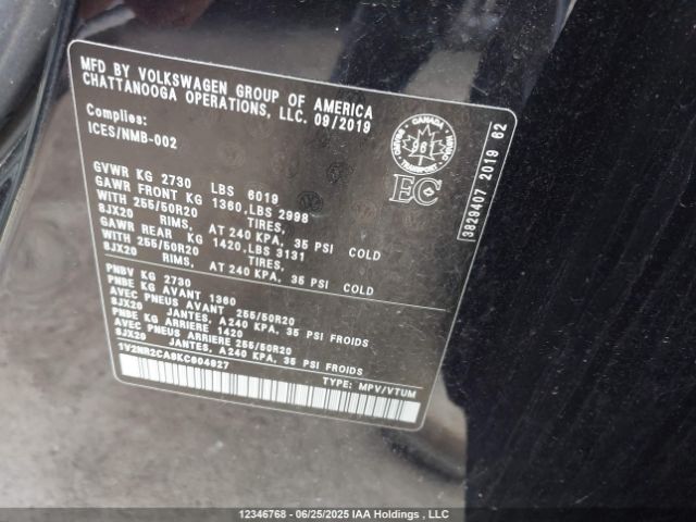 1V2NR2CA8KC604827 Volkswagen 2019