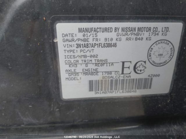 3N1AB7AP1FL638646 Nissan Sentra