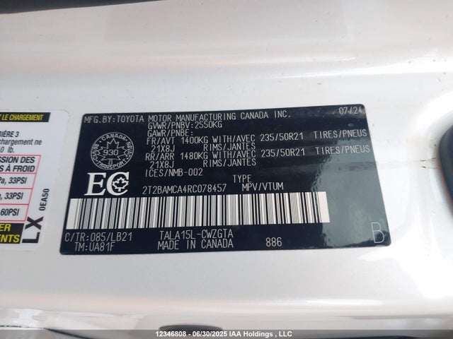 2T2BAMCA4RC078457 Lexus t24a-fts