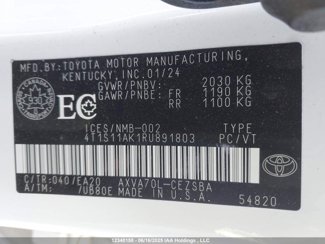 4T1S11AK1RU891803 Toyota a25a-fks