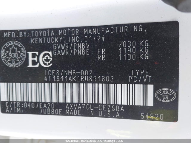 4T1S11AK1RU891803 Toyota a25a-fks