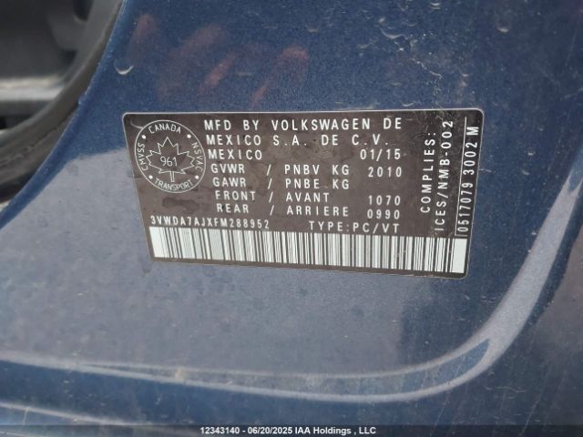 3VWDA7AJXFM288952 Volkswagen 2015