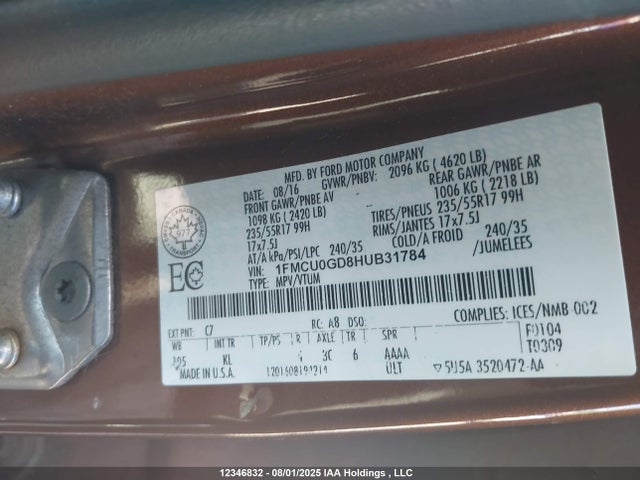 1FMCU0GD8HUB31784 Ford gtdi sigma w/premium fuel