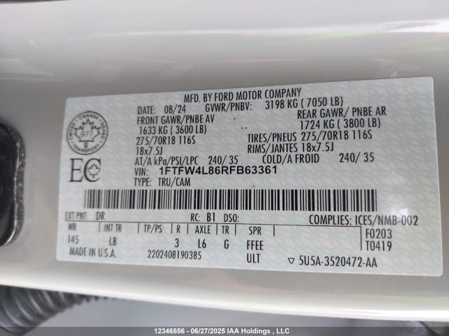 1FTFW4L86RFB63361 Ford gtdi