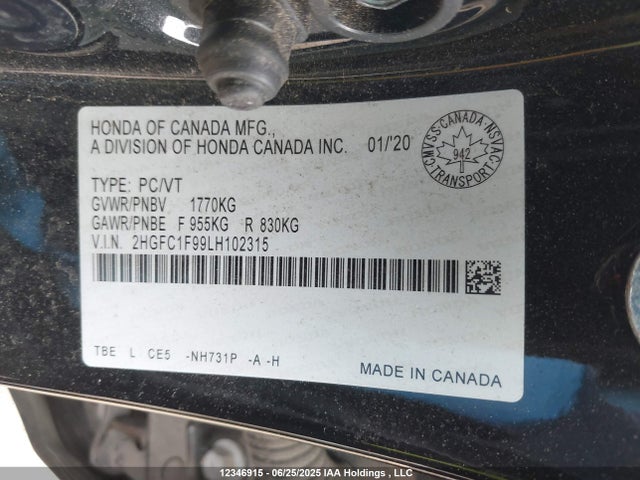 2HGFC1F99LH102315 Honda l15b7
