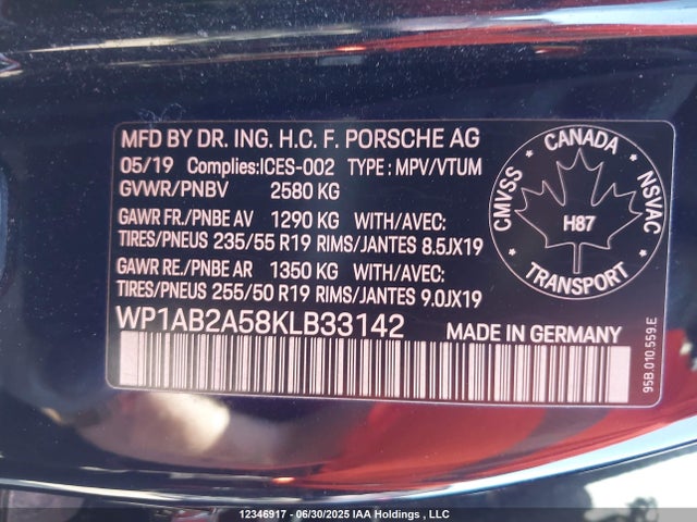 Porsche Macan 2019 WP1AB2A58KLB33142 Image 9
