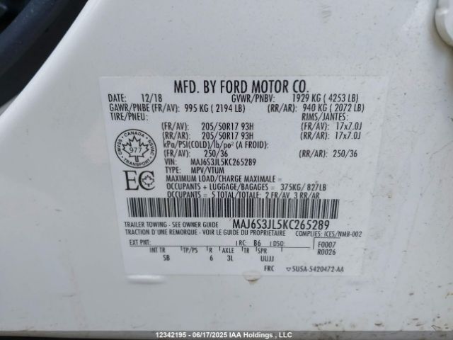 MAJ6S3JL5KC265289 Ford Ecosport