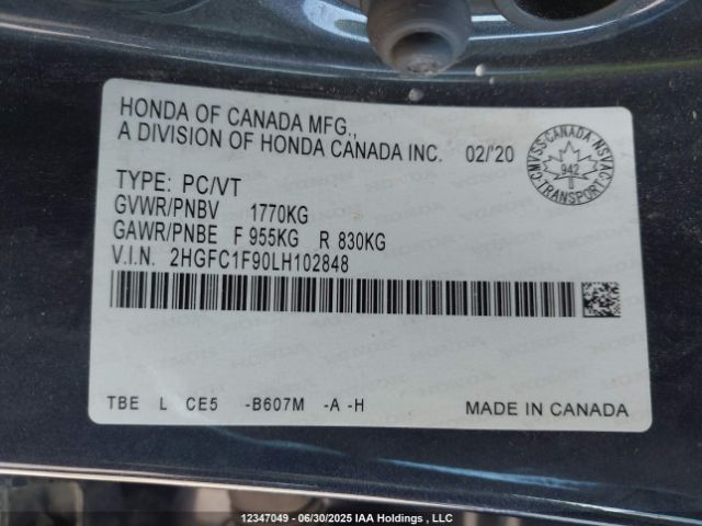 2HGFC1F90LH102848 Honda l15b7
