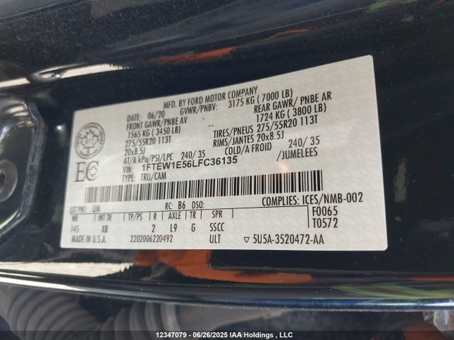 Ford 5.0l 4v 2020 1FTEW1E56LFC36135 Image 18